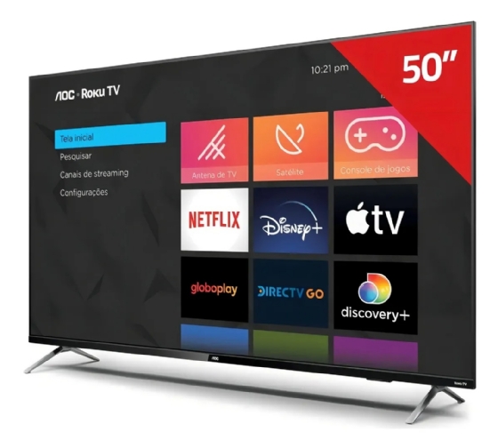 Smart TV LED AOC 50'' 4K, Roku TV, Wi-Fi, HDMI, Airplay 2, USB