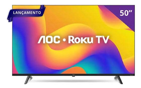 Smart TV LED AOC 50'' 4K, Roku TV, Wi-Fi, HDMI, Airplay 2, USB