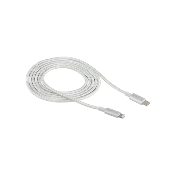Cabo USB-C Lightning 1,5m Nylon Branco Eucl 15NB Intelbras