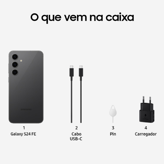 Smartphone Samsung Galaxy S25 Fe 5G, 128GB, 8GB RAM, Câmera Tripla de 50+12+8, 6.7" 120Hz IP68 Preto