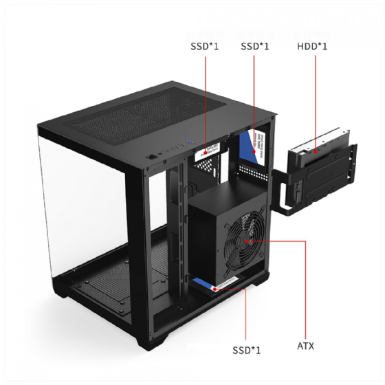 Gabinete Gamer BRX Xtreme Glacier, Mini Tower, Lateral e Frontal de Vidro, 3 Fans, R41B - Preto