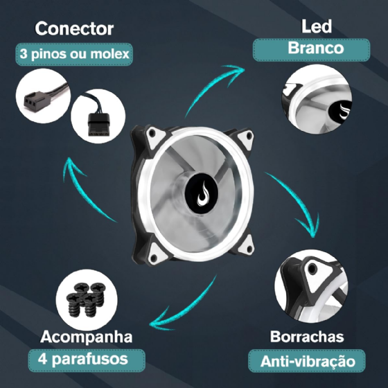 Cooler Fan para Gabinete T-Dagger 120mm, LED Branco -T-TGF200-W
