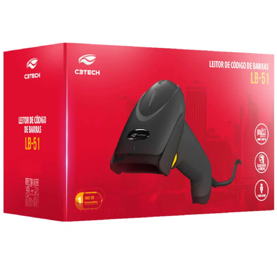 Leitor de Código de Barras USB LB-51BK C3Tech
