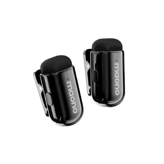 Microfone de Lapela sem Fio Maono Wave T1 Mini USB Tipo-C e Lightning com Case de Carregamento