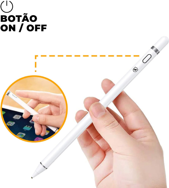 Caneta Touch Capacitiva Recarregável para Tablet e Smartphone Android