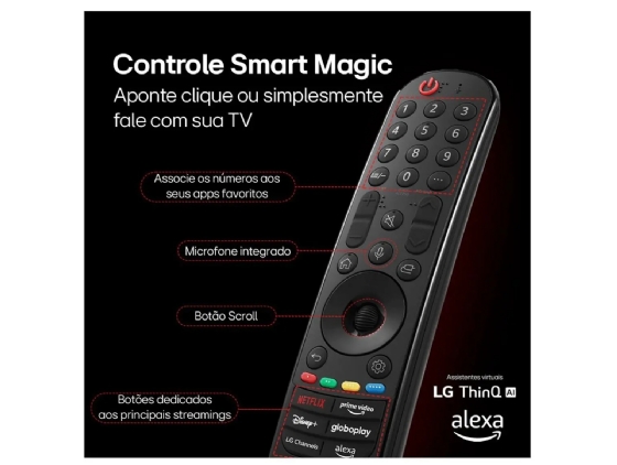 Smart TV 65" Ultra HD 4K LG 65UT8050PSA com Processador A5 GER7 AI, Wi-Fi, Bluetooth, HDMI