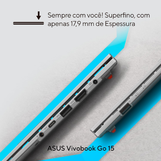 Notebook ASUS Vivobook Go 15, I3-N305, 4GB, 256GB SSD, Windows 11 Home, 15,6 LED FHD - Prata