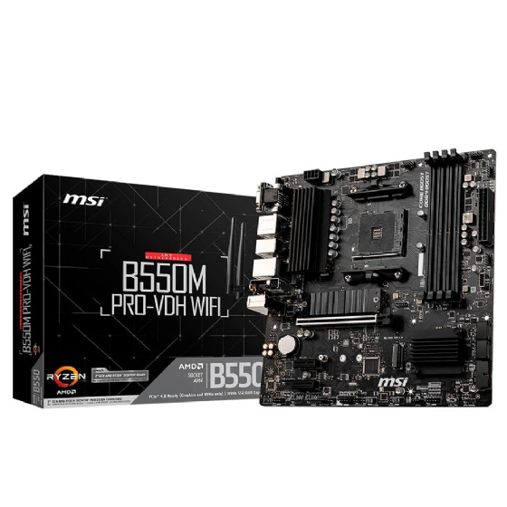 Placa Mãe MSI B550M Pro-Vdh, Chipset B550, AM4, MATX, DDR4, M.2, HDMI/DP/VGA