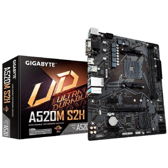 Placa Mãe AM4 Gigabyte A520M S2H DDR4 HDMI/DVI/VGA USB 3.2 M.2