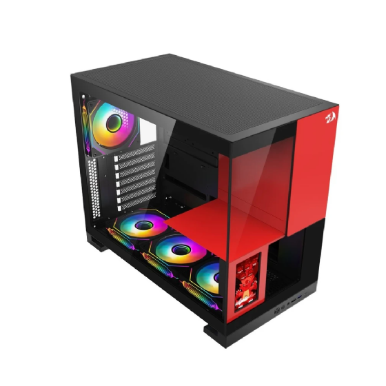 Gabinete Gamer Redragon Eternal Pro Preto e Vermelho sem Fan com Tela LCD CA-613BR