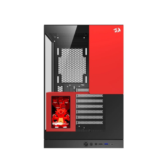 Gabinete Gamer Redragon Eternal Pro Preto e Vermelho sem Fan com Tela LCD CA-613BR