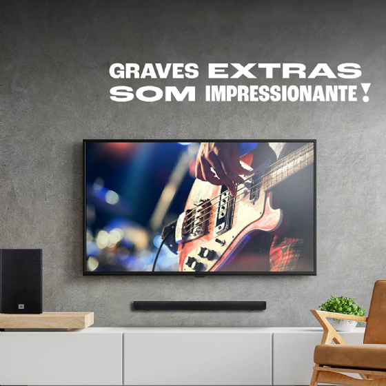 Soundbar JBL SB180, Bluetooth 5.3, 110W RMS, Subwoofer sem Fio 6,4" - JBLSB180BLKBR