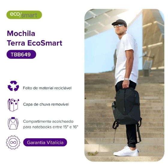 Mochila para Notebook 16'' Targus Ecosmart Preto - TBB649