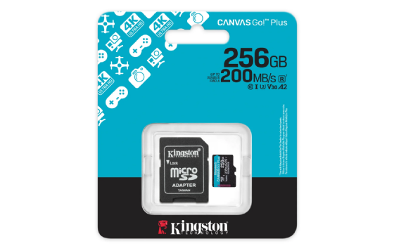 Cartão de Memória Micro SD 256GB Classe 10 U3 V30 Canvas Go Plus 200MB/s + Adaptador SD - SDCG4