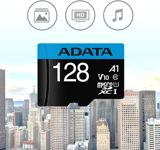 Cartão 128GB Micro SD 100 Mbps para Segundo com Adaptador