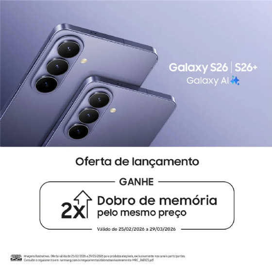 Smartphone Samsung Galaxy S26 5G, 256GB 12GB RAM Câmera Tripla de 50+12+10MP Tela 6.3", Preto