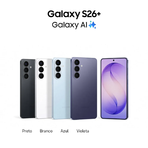 Smartphone Samsung Galaxy S26+ 5G, 512GB 12GB RAM Câmera Tripla de 50+12+10MP Tela 6.7", Azul