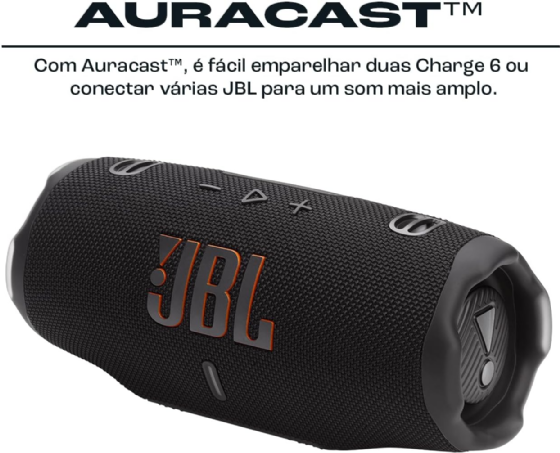 Caixa de Som JBL Charge 6 Preto, Bluetooth 5.4, 45W, IP68, até 28H de Reprodução, JBLCHARGE6BLKBR