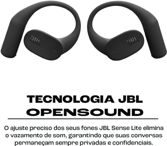 Fone de Ouvido JBL Sense Lite Preto, Bluetooth 5.4, Resistente a Água IP54 - JBLSENSELITEBLKBR2