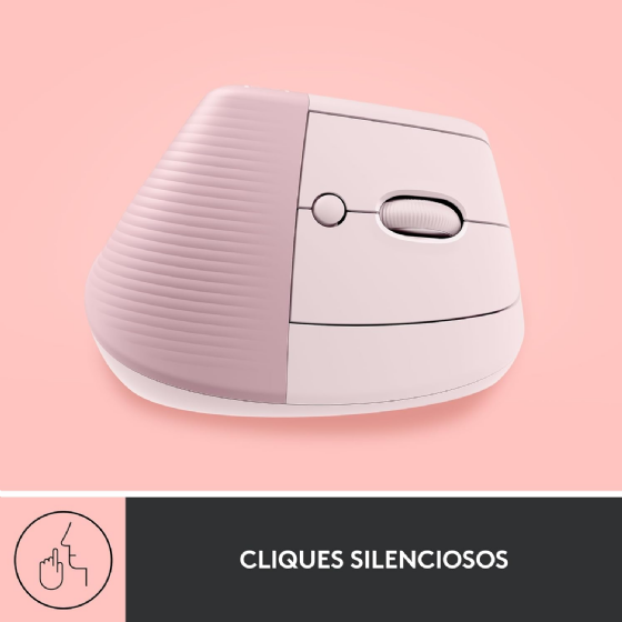 Mouse sem Fio Logitech Lift, 4000 DPI, 6 Botoes, Bluetooth, Ergonômico, USB, Rosa