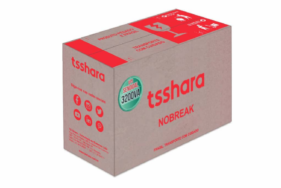 Nobreak Senoidal 3200VA UPS Bivolt 2BT 12V 18Ah 4T/20A 8T/10A Nbr - TS Shara