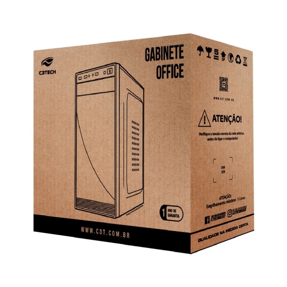 Gabinete Micro-ATX MT-36BK com Fonte 200W - C3 Tech